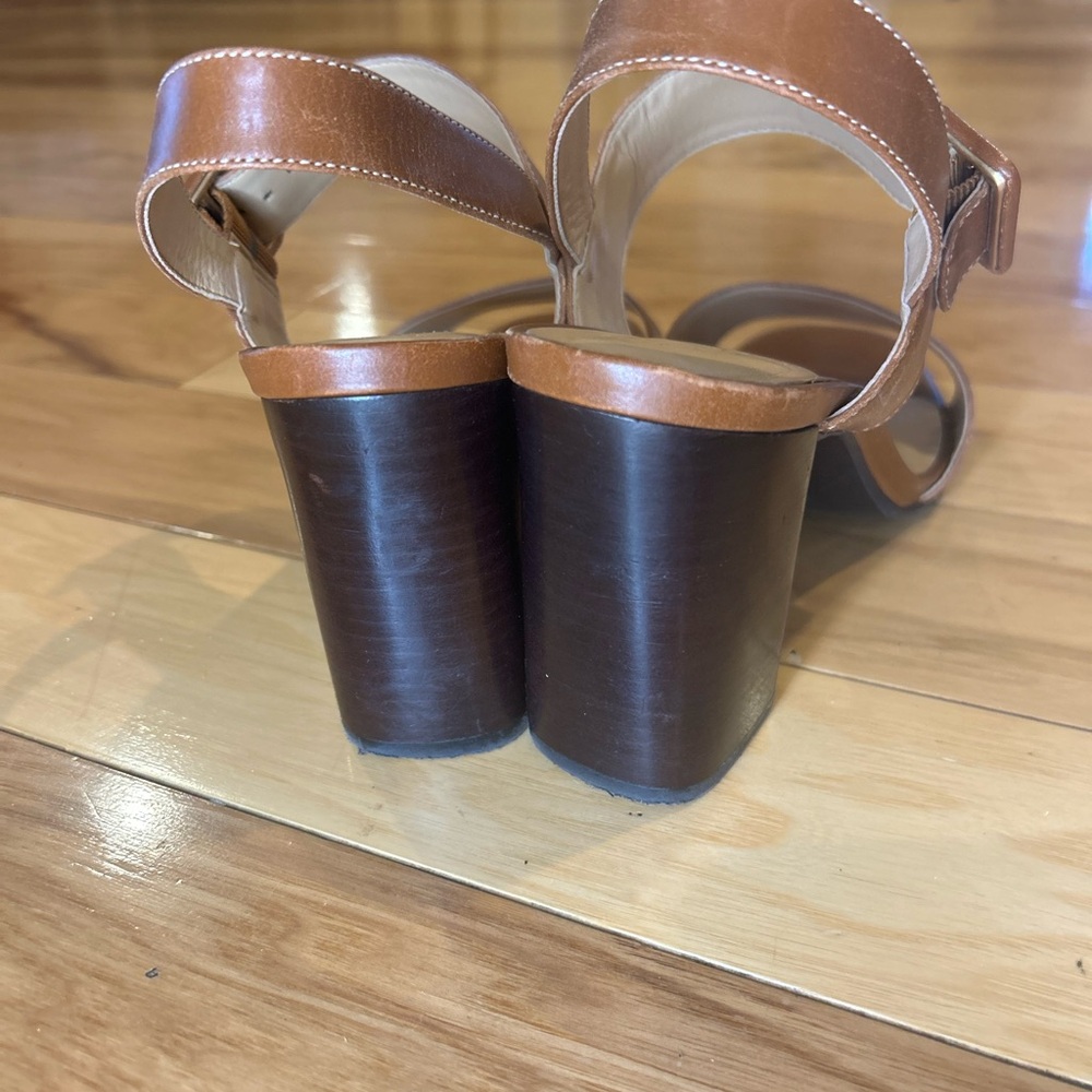 Talbots Brown Leather Block Heel Leather Sandals - Picture 6 of 12